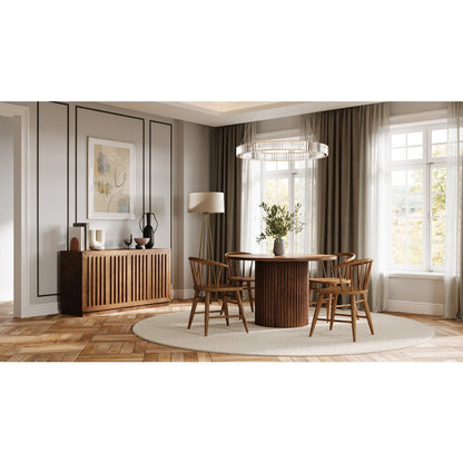 Auden 48" Round Mid-Century Modern Fluted Pedestal Base Dining Table