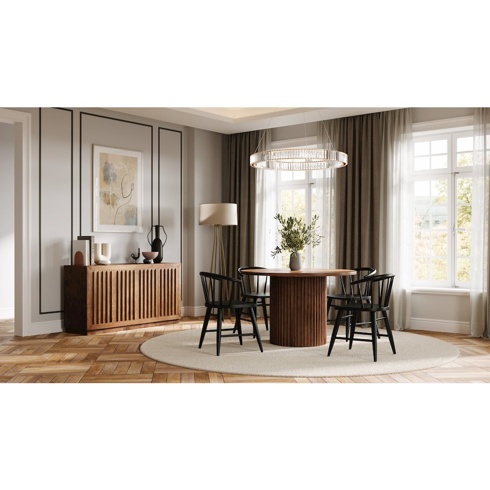Maven 60" Mid-Century Modern Fluted Four Door Sideboard Storage Cabinet