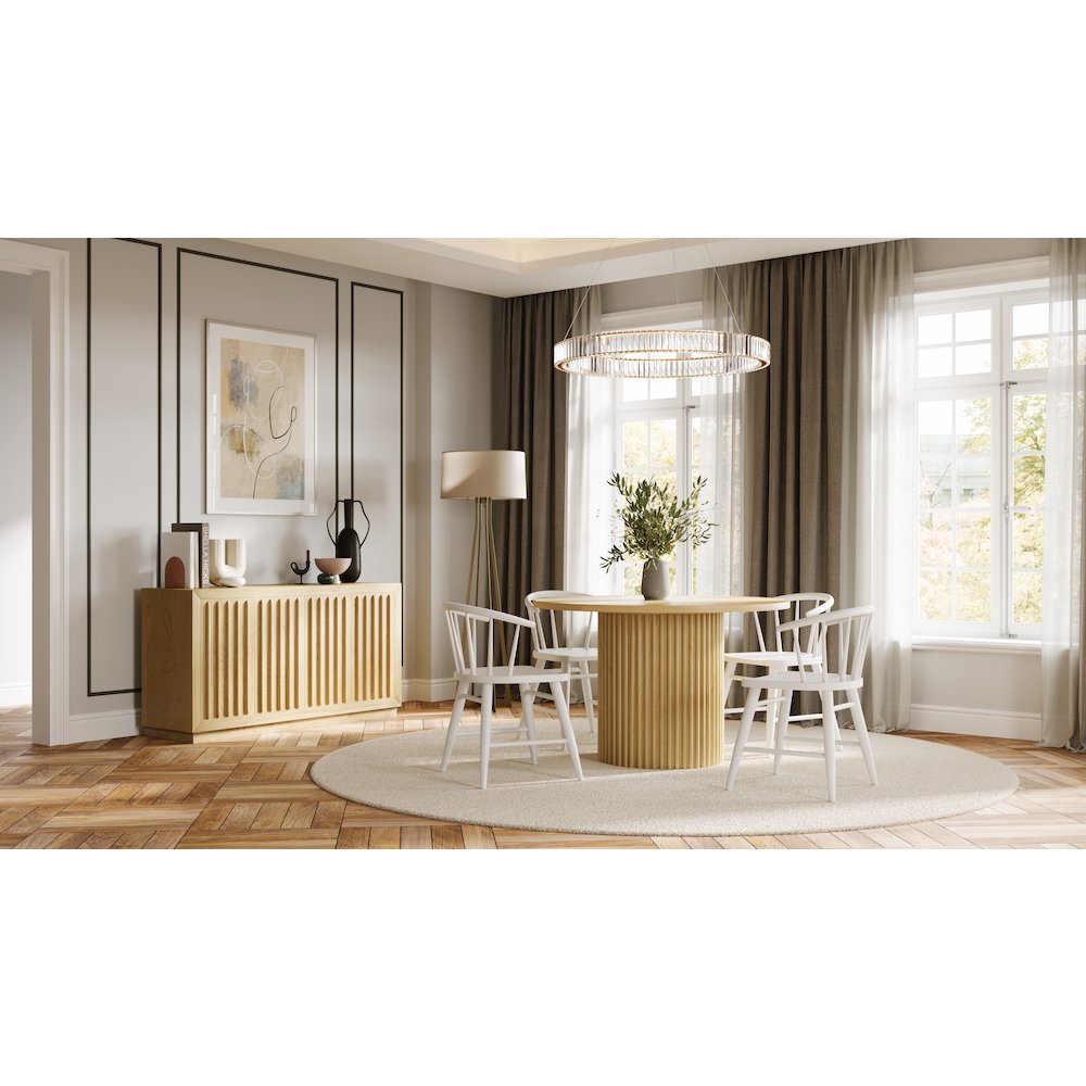 Auden 48" Round Mid-Century Modern Fluted Pedestal Base Dining Table