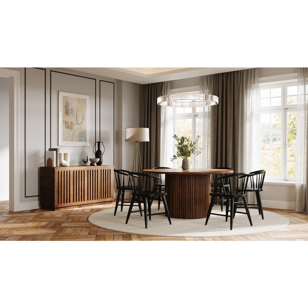 Auden 60" Round Mid-Century Modern Fluted Pedestal Base Dining Table