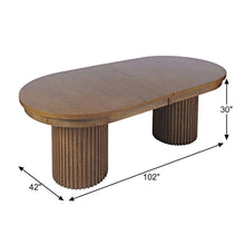Rubberwood Veneer Mid-Century Modern Double Pedestal Dining Table, Chestnut