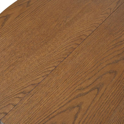 Rubberwood Veneer Mid-Century Modern Double Pedestal Dining Table, Chestnut