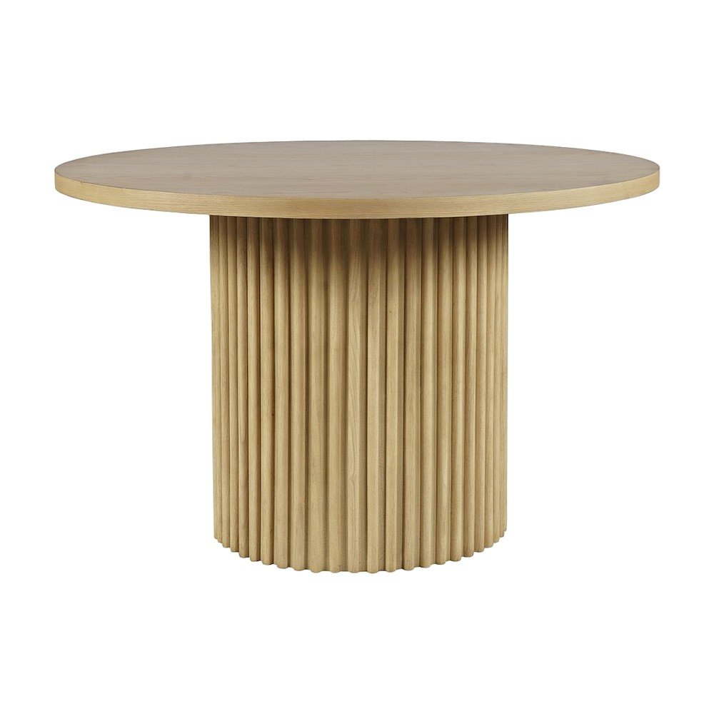 Round Pedestal Dining Table, Rubberwood, Natural, 48" W X 30" H Dining Height