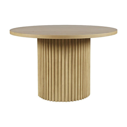 Round Pedestal Dining Table, Rubberwood, Natural, 48" W X 30" H Dining Height