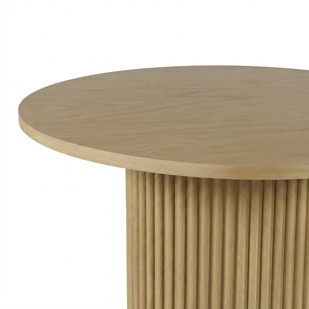 Round Pedestal Dining Table, Rubberwood, Natural, 48" W X 30" H Dining Height
