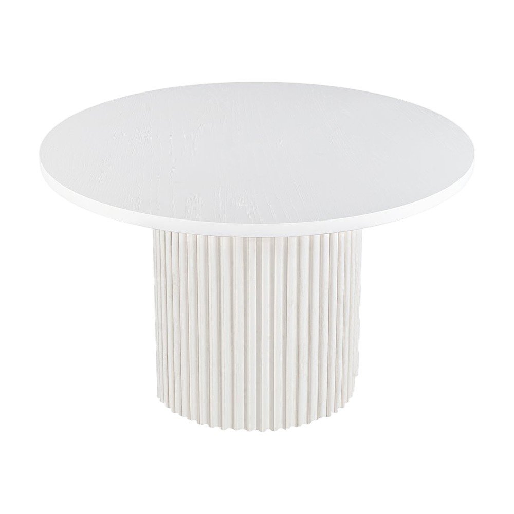 Round Pedestal Dining Table, Rubberwood, White, 48" W X 30" H Dining Height