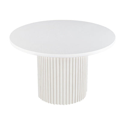 Round Pedestal Dining Table, Rubberwood, White, 48" W X 30" H Dining Height
