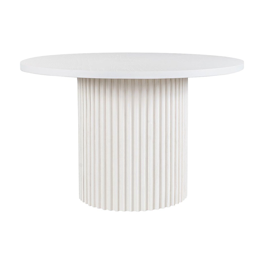 Round Pedestal Dining Table, Rubberwood, White, 48" W X 30" H Dining Height
