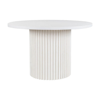 Round Pedestal Dining Table, Rubberwood, White, 48" W X 30" H Dining Height