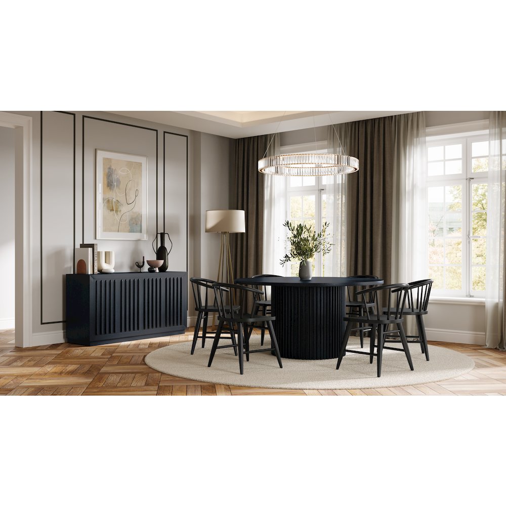 Auden 60" Round Mid-Century Modern Fluted Pedestal Base Dining Table