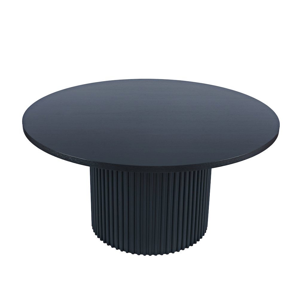 Auden 60" Round Mid-Century Modern Fluted Pedestal Base Dining Table