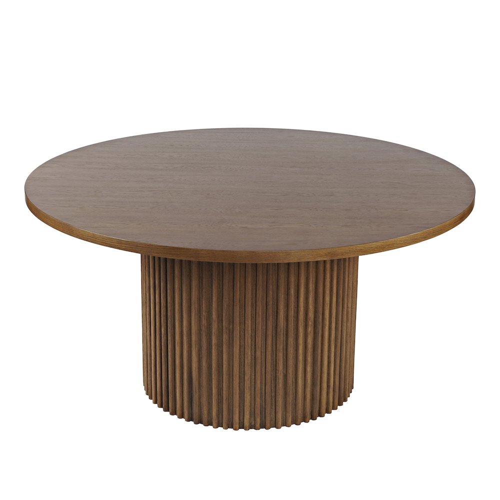 Auden 60" Round Mid-Century Modern Fluted Pedestal Base Dining Table