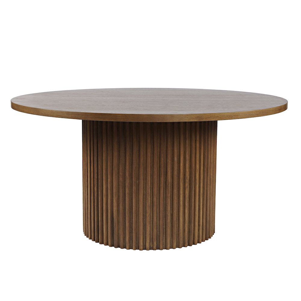 Auden 60" Round Mid-Century Modern Fluted Pedestal Base Dining Table