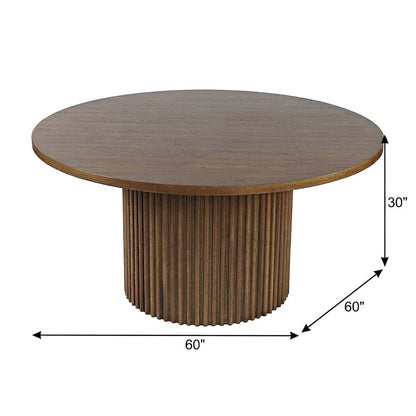 Round Pedestal Dining Table, Rubberwood, Chestnut, 60" W X 30" H Dining Height