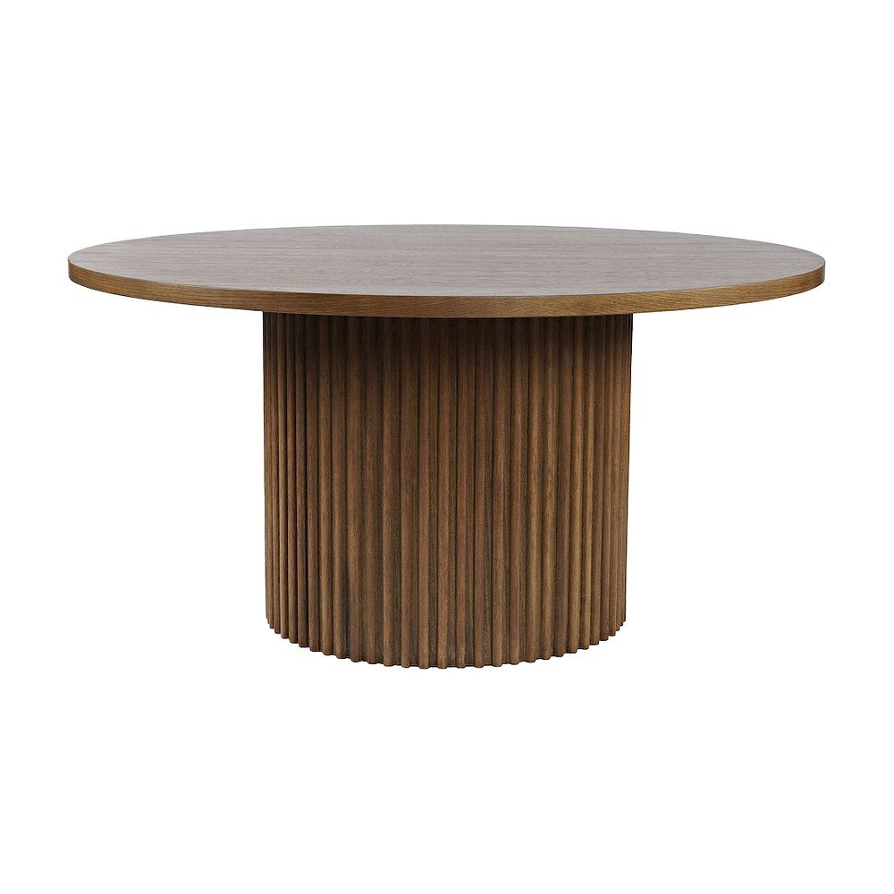 Round Pedestal Dining Table, Rubberwood, Chestnut, 60" W X 30" H Dining Height