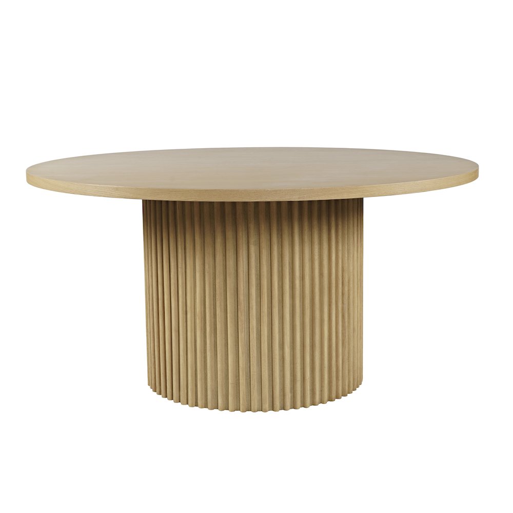 Round Pedestal Dining Table, Rubberwood, Natural, 60" W X 30" H Dining Height