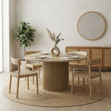 Round Pedestal Dining Table, Rubberwood, Natural, 60" W X 30" H Dining Height