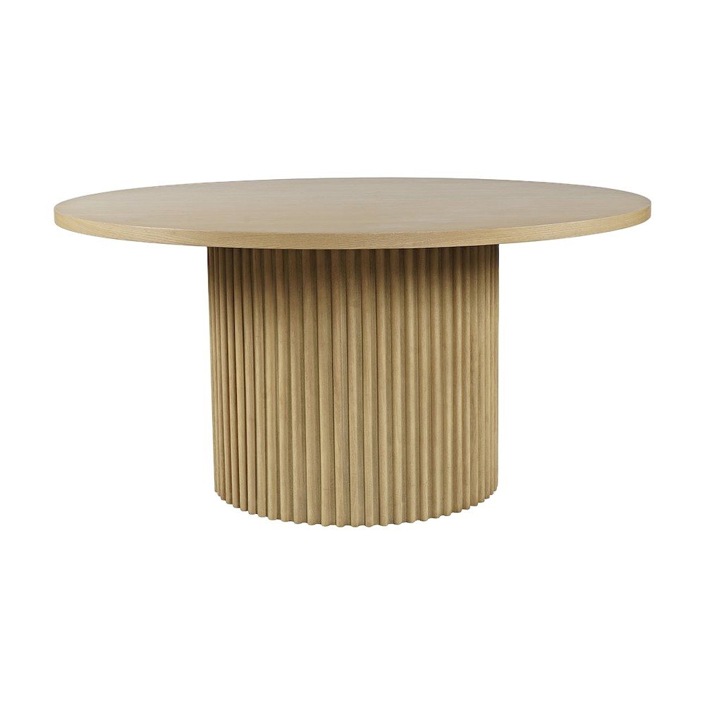 Round Pedestal Dining Table, Rubberwood, Natural, 60" W X 30" H Dining Height