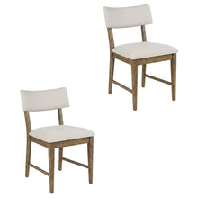 Contemporary Upholstered Split Back Dining Chair, Chestnut, Set of 2