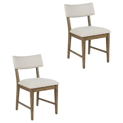 Contemporary Upholstered Split Back Dining Chair, Chestnut, Set of 2