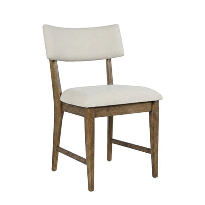 Contemporary Upholstered Split Back Dining Chair, Chestnut, Set of 2