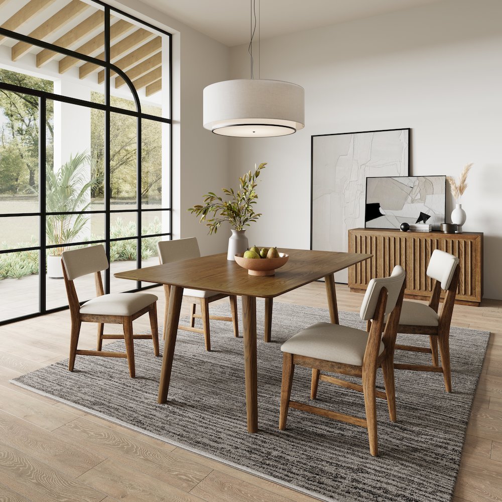 Bowie 66" Harvest Mid-Century Modern Drop-Leaf Dining Table
