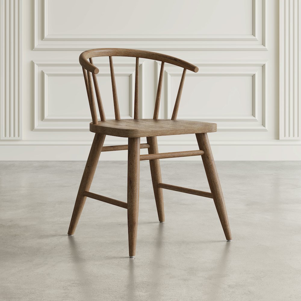 Fitz Traditional Solid Wood Curved Back Spindle Dining Chair (Set of 2)