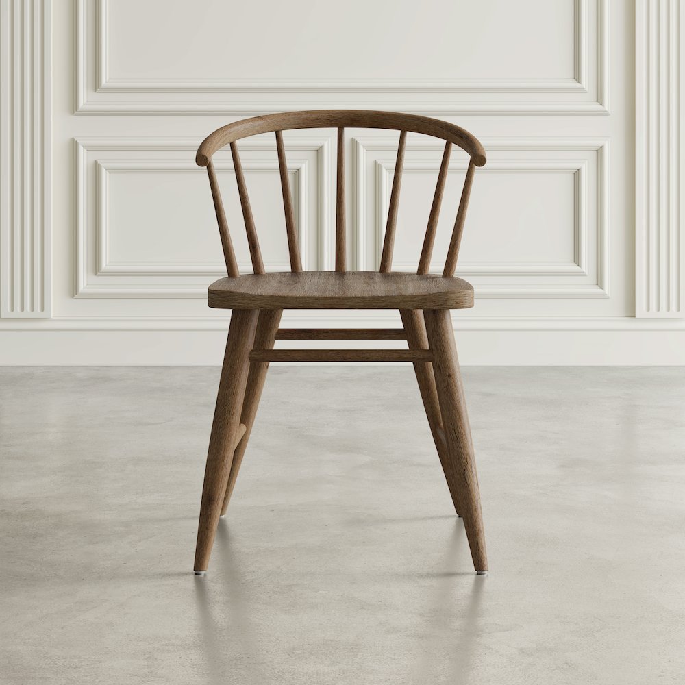 Fitz Traditional Solid Wood Curved Back Spindle Dining Chair (Set of 2)