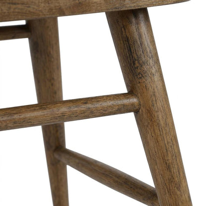 Traditional Solid Wood Curved-Back Spindle Dining Chairs, Chestnut, Set of 2