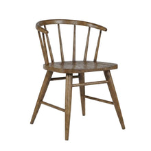 Traditional Solid Wood Curved-Back Spindle Dining Chairs, Chestnut, Set of 2
