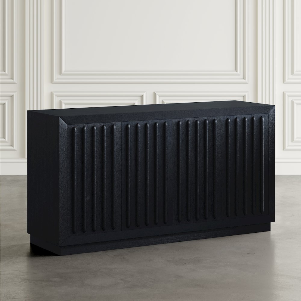 Maven 60" Mid-Century Modern Fluted Four Door Sideboard Storage Cabinet