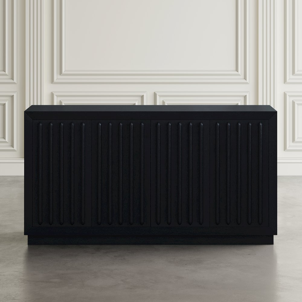 Maven 60" Mid-Century Modern Fluted Four Door Sideboard Storage Cabinet