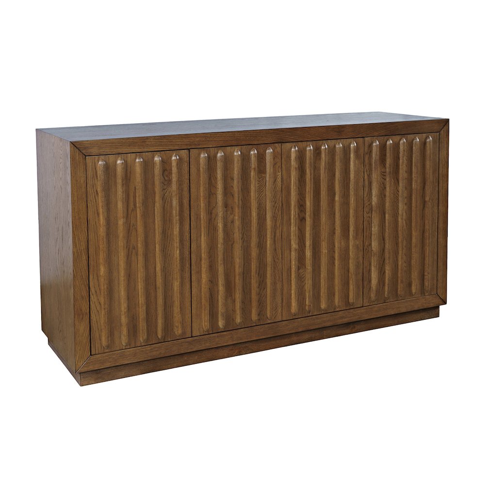 Maven 60" Mid-Century Modern Fluted Four Door Sideboard Storage Cabinet