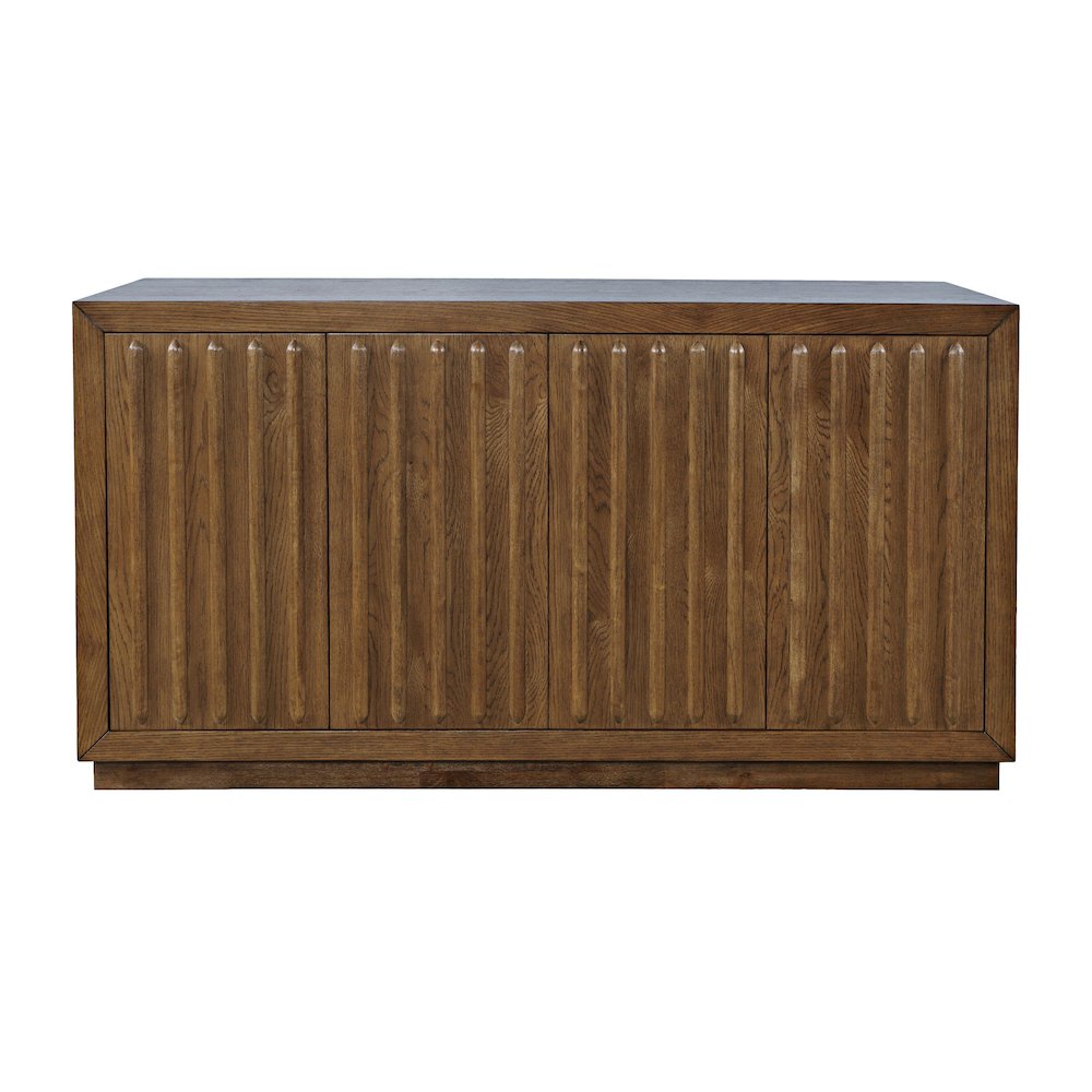 Maven 60" Mid-Century Modern Fluted Four Door Sideboard Storage Cabinet