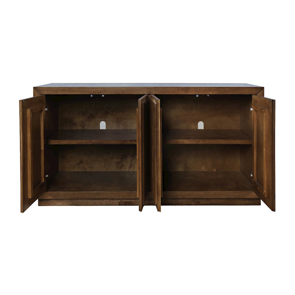 Maven 60" Mid-Century Modern Fluted Four Door Sideboard Storage Cabinet