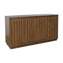 Acacia Veneer Fluted Sideboard Buffet Cabinet with Four Doors, Chestnut