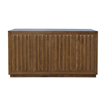 Acacia Veneer Fluted Sideboard Buffet Cabinet with Four Doors, Chestnut
