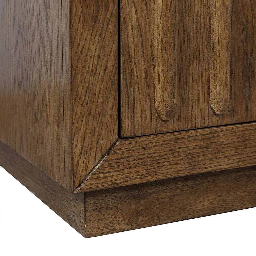 Acacia Veneer Fluted Sideboard Buffet Cabinet with Four Doors, Chestnut