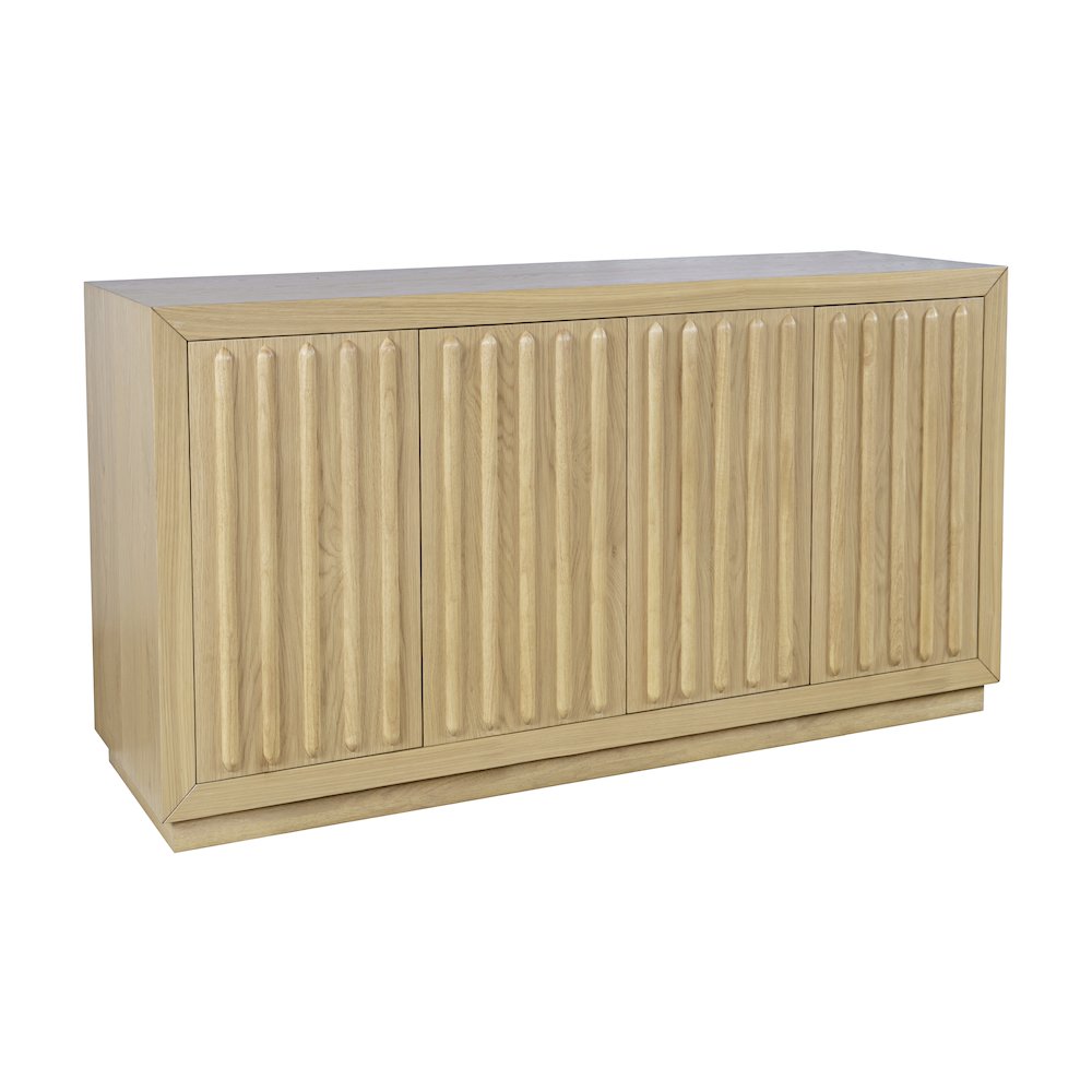 Maven 60" Mid-Century Modern Fluted Four Door Sideboard Storage Cabinet