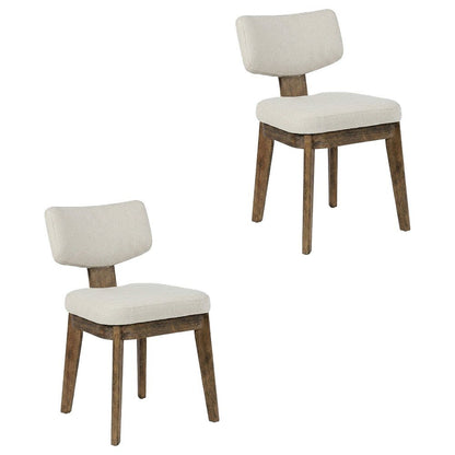 Polyester Mid-Century Modern Split-Back Dining Chairs, Chestnut, Set of 2