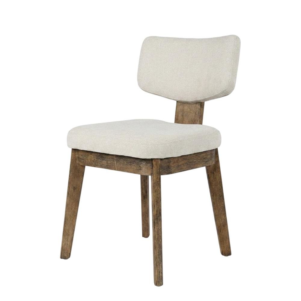 Polyester Mid-Century Modern Split-Back Dining Chairs, Chestnut, Set of 2
