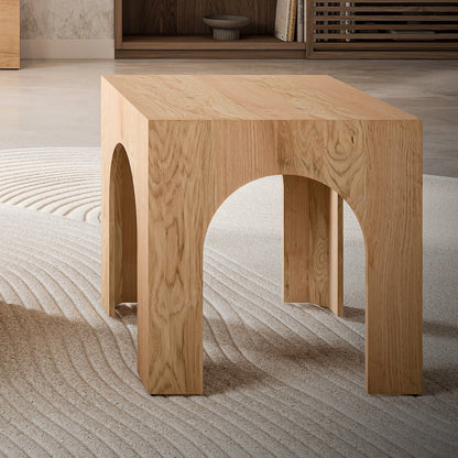 Archimedes 20" Arched Wood Square Modern Rustic End Table