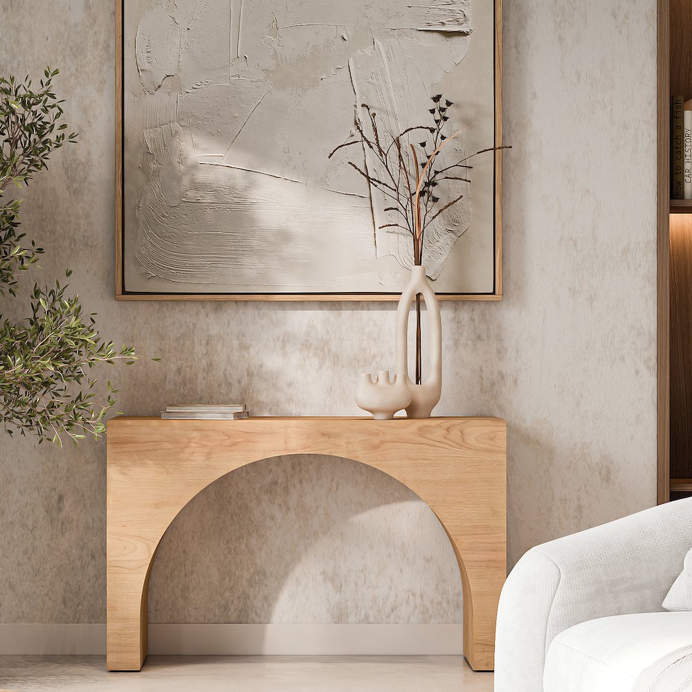 Archimedes 48" Arched Wood Modern Rustic Sofa Console Table