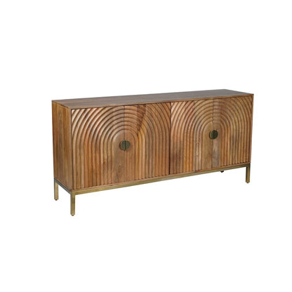 Asher 69" Solid Wood Mid-Century Modern Curved Arch Sideboard Cabinet