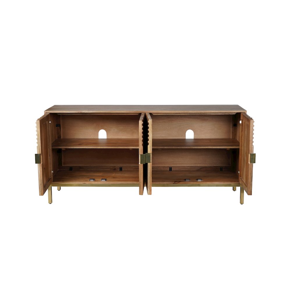 Asher 69" Solid Wood Mid-Century Modern Curved Arch Sideboard Cabinet