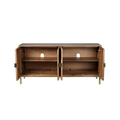 Asher 69" Solid Wood Mid-Century Modern Curved Arch Sideboard Cabinet