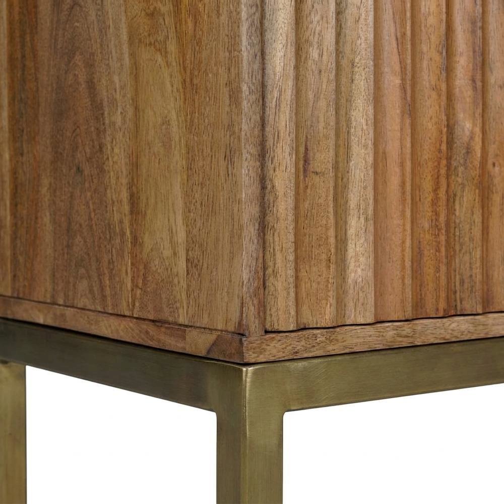 Solid Mango Wood Buffet Cabinet with Curved Arch Doors and Storage, Natural