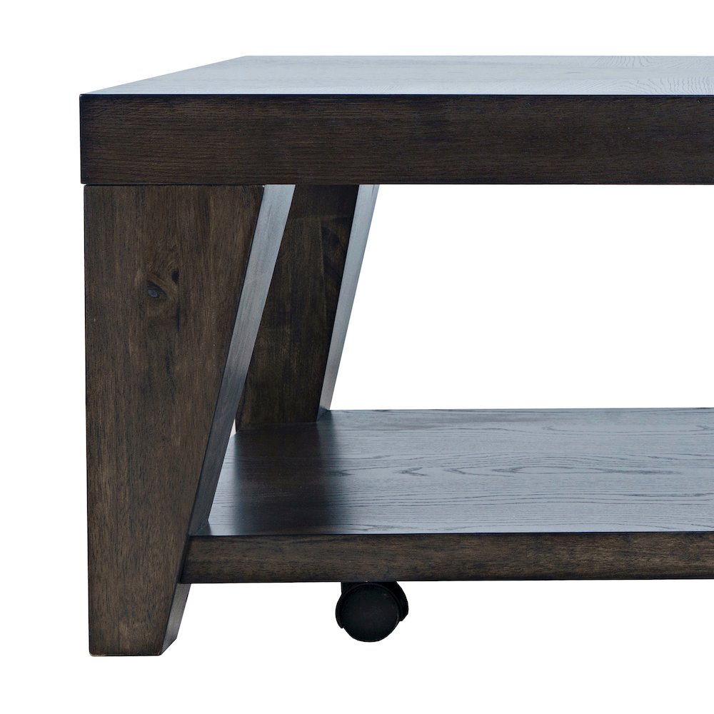 Modern Contemporary 50" Coffee Table with Storage Shelf and Hidden Casters