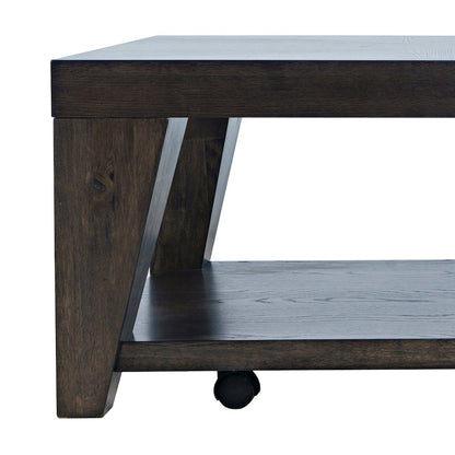 Modern Contemporary 50" Coffee Table with Storage Shelf and Hidden Casters