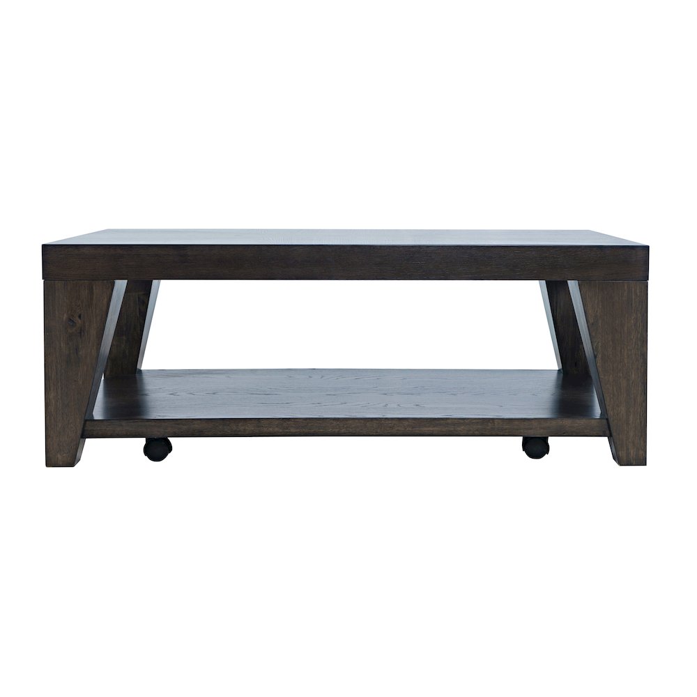 Modern Contemporary 50" Coffee Table with Storage Shelf and Hidden Casters